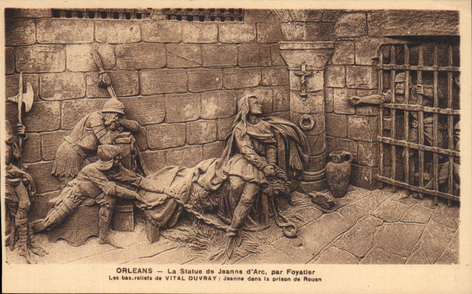 Orleans - Le Statue de Jeanne d'Arc par Foyatier - prison de Rouen - Le Bas Relief - CPA 