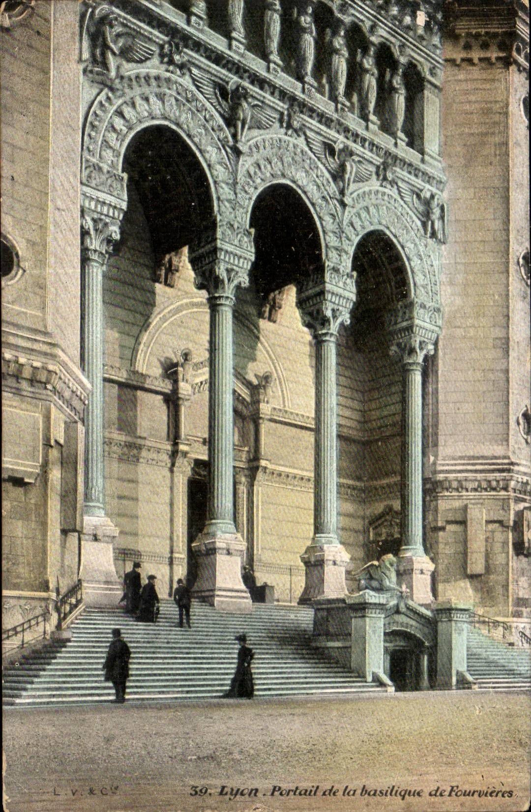 Lyon - Portail de la Basilique de Fourvieres - CPA 
