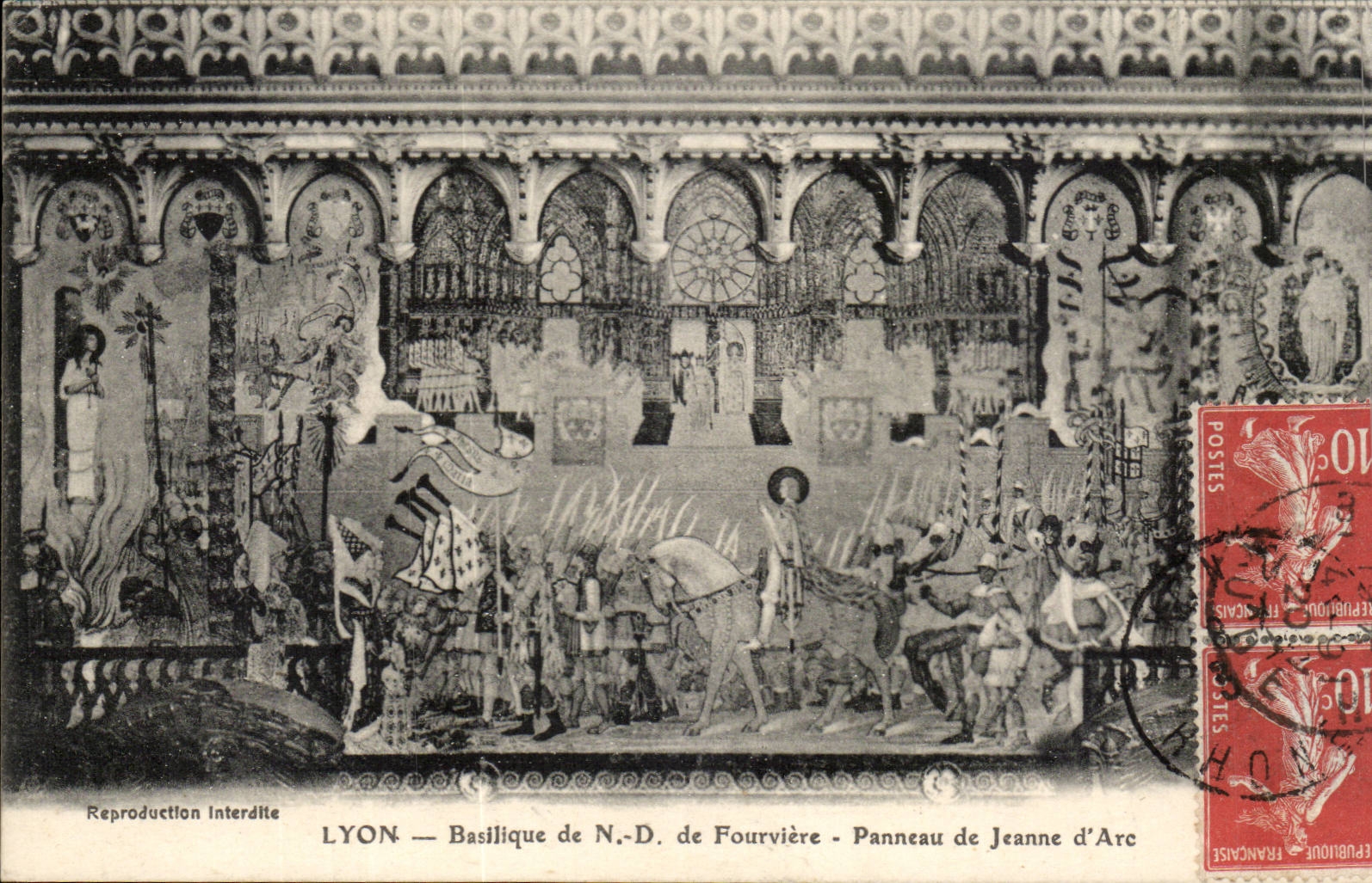 Lyon - Basilique de Notre Dame de Fourviere - Panneau de Jeanne d'Arc - CPA 