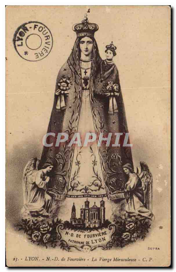 Lyon - Notre Dame de Fourviere - La Vierge Miraculeuse - CPA 