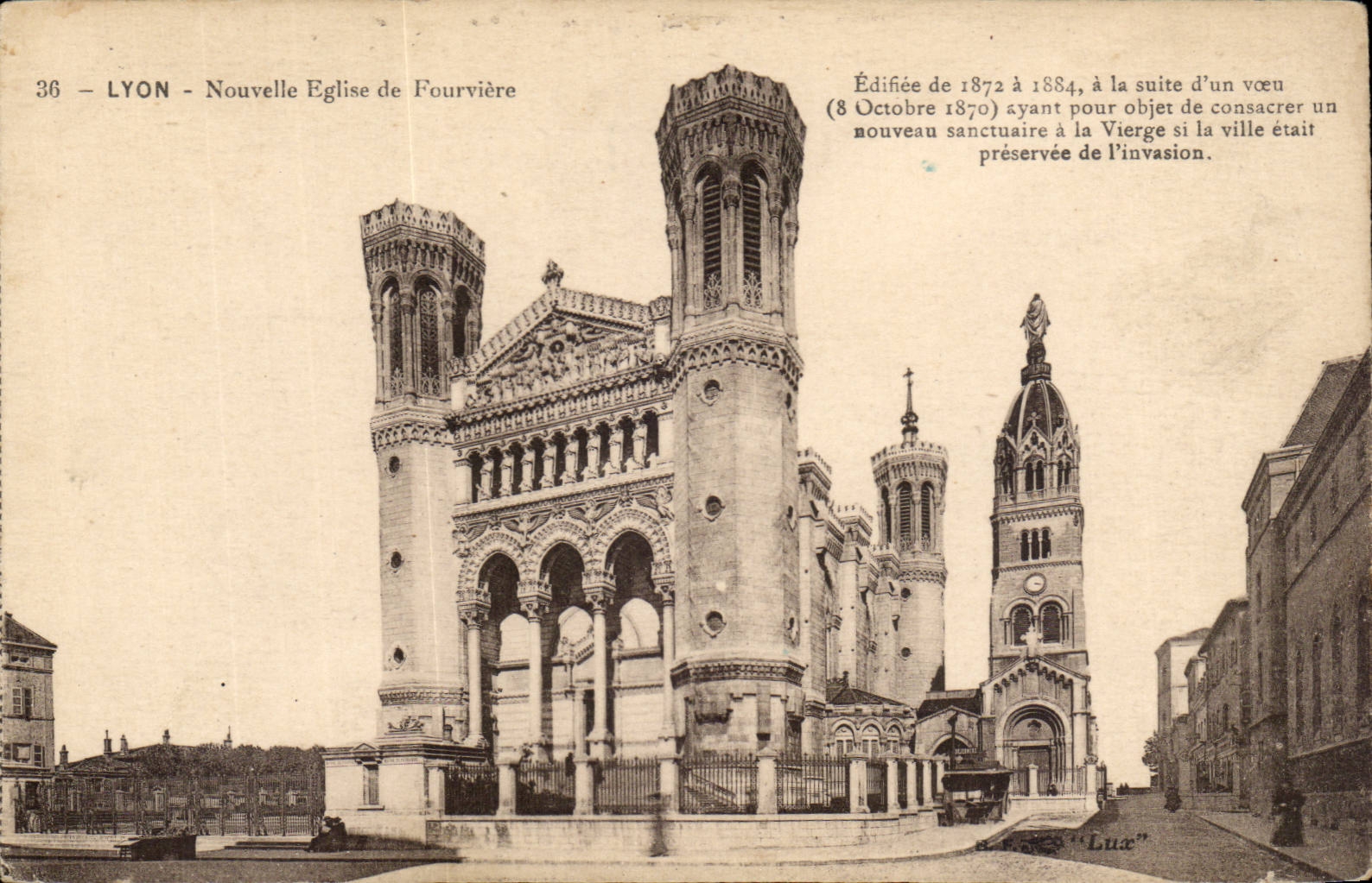 LYON - Neue Kirche Fourvière — errichtet von 1872 bis 1884, folgend einem Gelübde von 1870