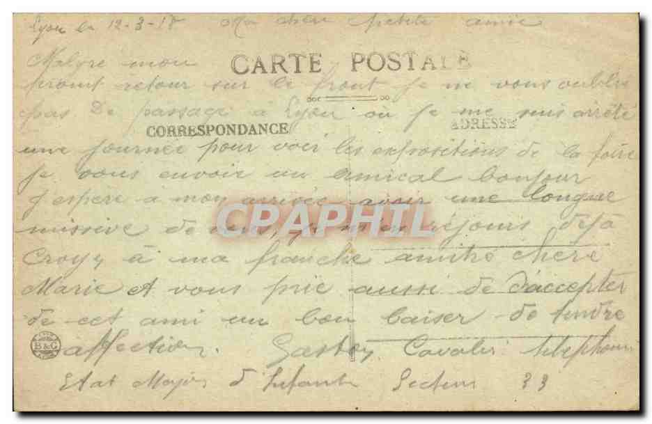 Lyon - Place Bellecour Statue de Louis XIV - CPA  — Verso