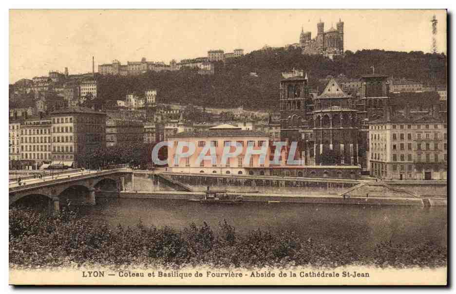 Lyon - Coteau et Basilique Fourviere - Abside de la Cathedrale St Jean - CPA 
