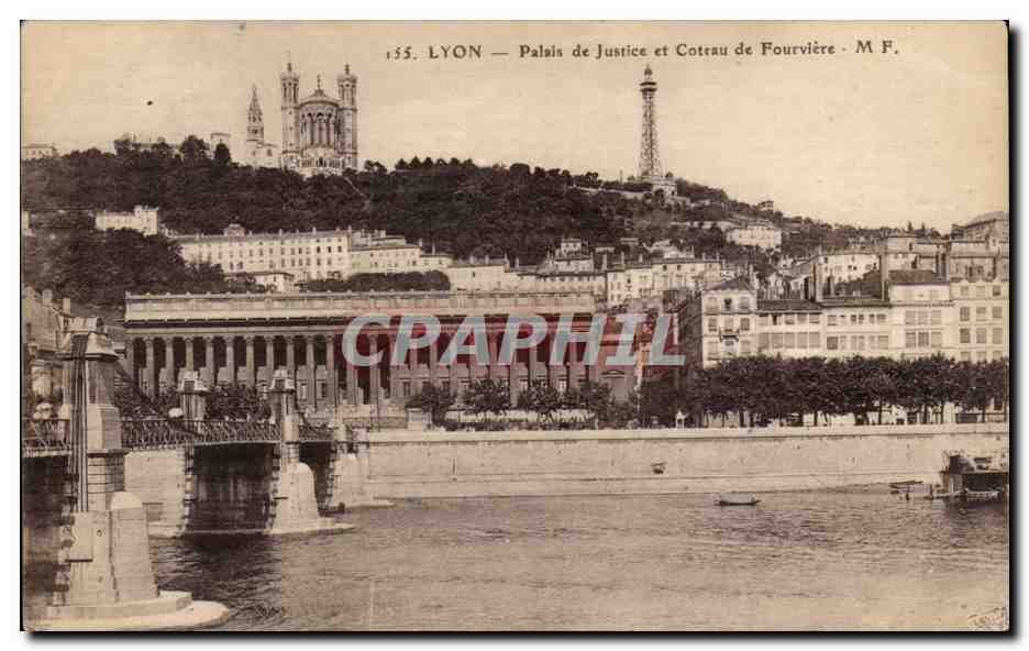 Lyon - Palais de Justice et Coteau de Fourviere - CPA 