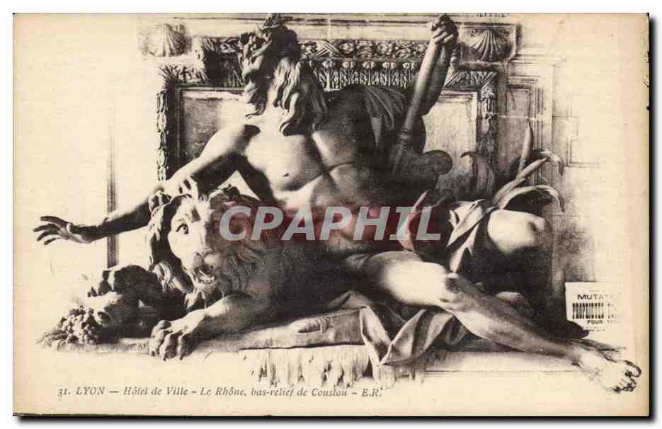 Lyon - Hotel de Ville - Le Rhone - Bas Relief - CPA 