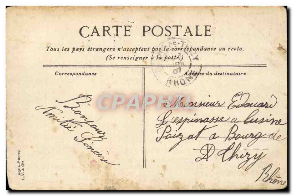Lyon - Le Parc - Les Serres - CPA  — Verso