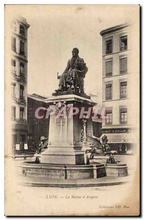Lyon - La Statue d'Ampere - CPA 