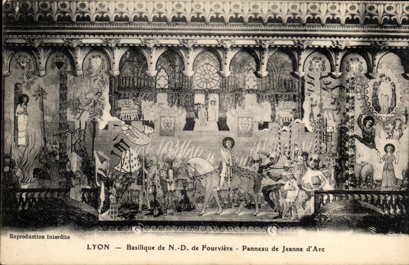 Lyon - Notre Dame de Fourviere - Panneau de Jean d'Arc CPA 