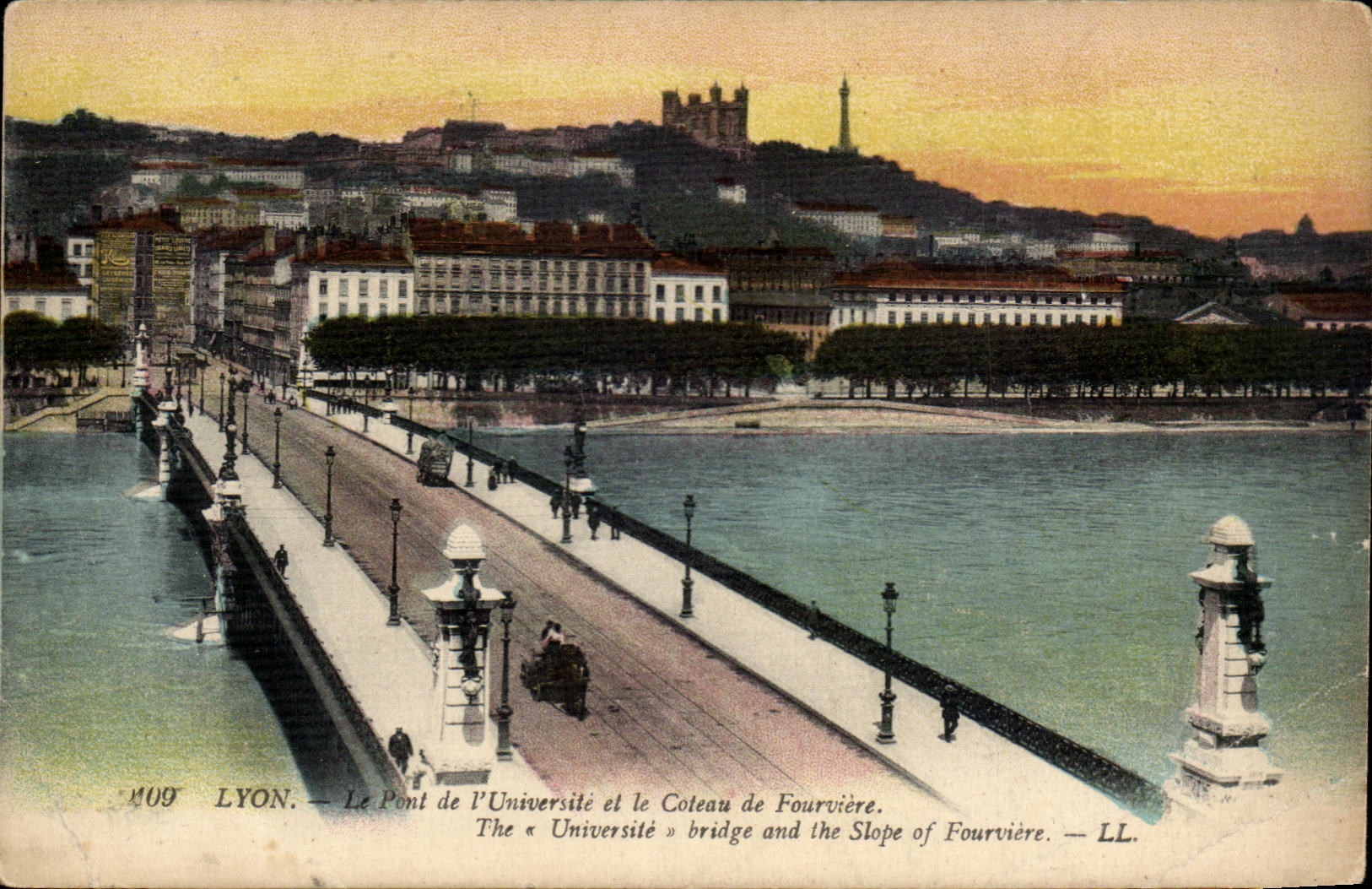 Lyon - Le Pont de l'Universite et le Coteau de Fourviere - bridge - CPA 