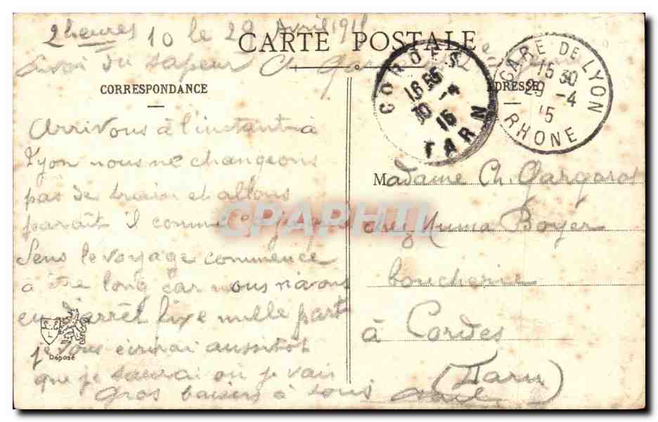 Lyon - La Place Bellecour et le Coteau Fourviere - CPA  — Rückseite