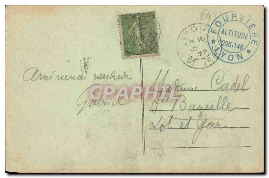Lyon - Notre Dame de Fourviere CPA  — Verso