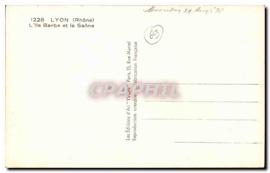 Lyon - I'ile Barbe et la Saone - CPA  — Back