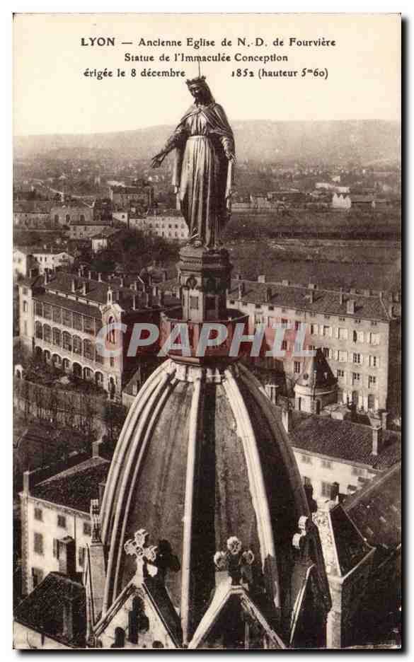 Lyon - Ancienne Eglise de Notre Dame de Fourviere - Statue de l'immaculee conception - CPA 