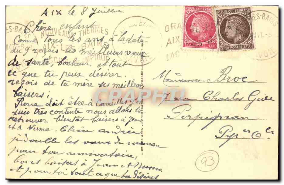 Aix les Bains - Lac du Bourget - la dent du Chat et le Lac CPA  — Rückseite