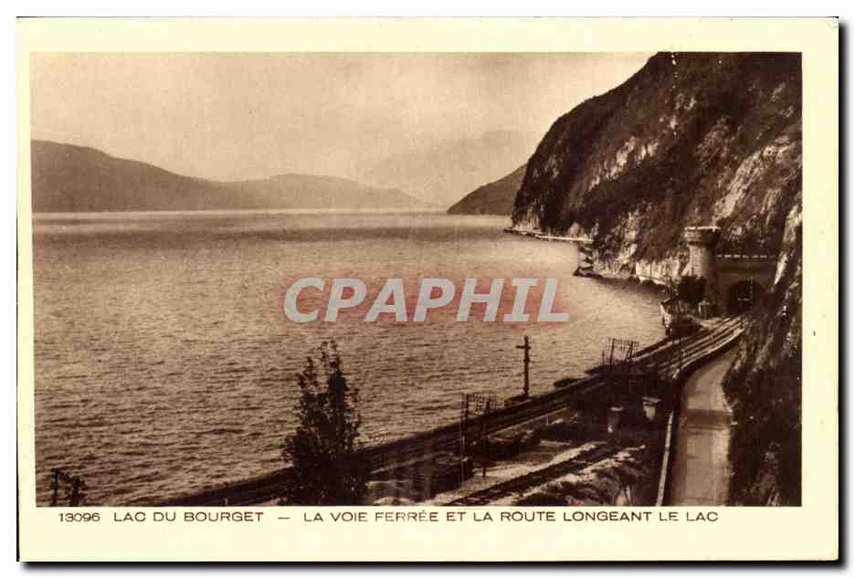 Lac du Bourget - La Voie Ferree et la Route Longuementdu Lac CPA 