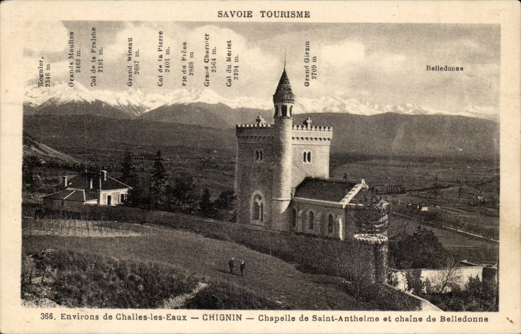 Environs de Challes les Eaux - Chignin - Chapelle de Saint Antholme et chaine de Belledonne CPA 