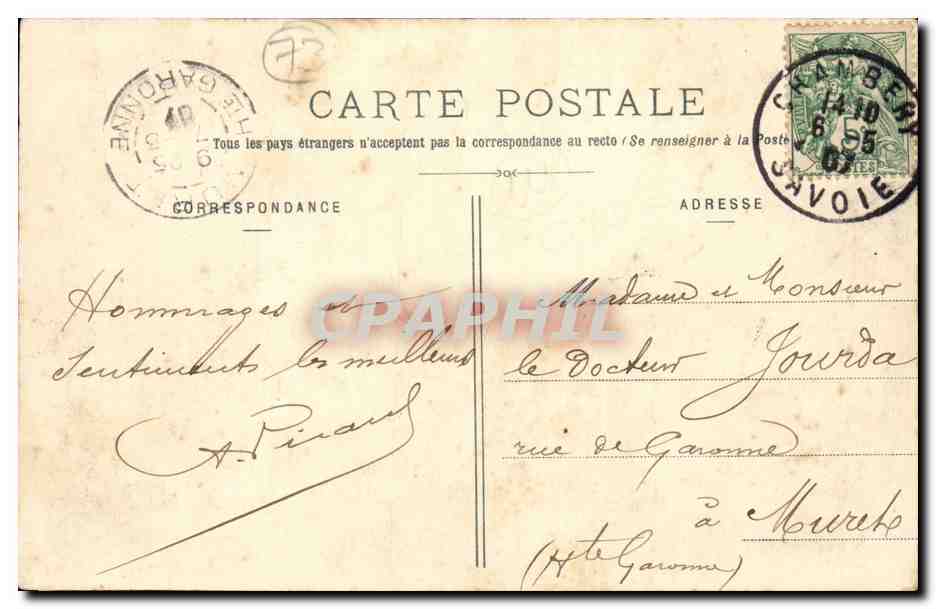 Chambery - La Prefecture CPA  — Rückseite