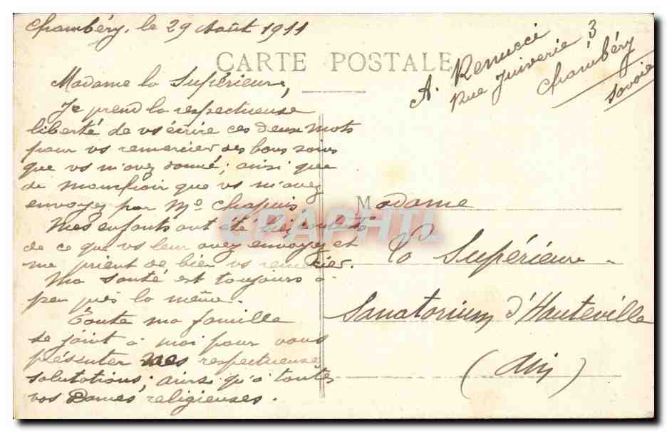 Chambery - Le Croix de Nivolet alt 1546 m - CPA  — Rückseite