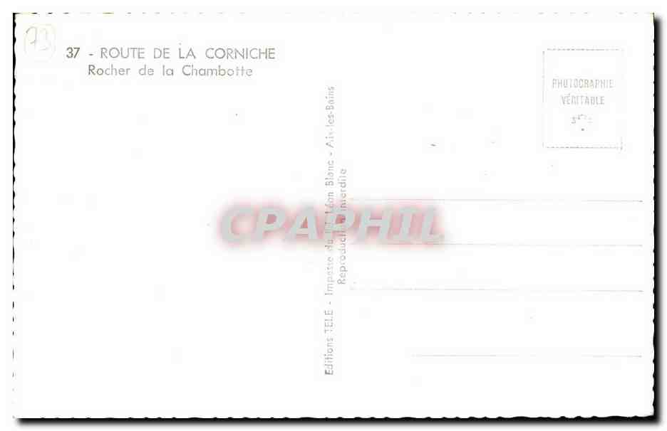 Route de la Corniche - Rocher de la Chambotte CPA  — Rückseite