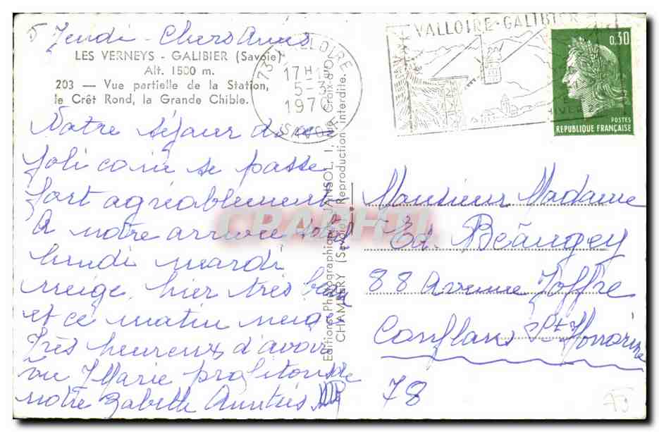 Les Verneys - Galibier (Savoie) — Vue partielle de la Station, le Crêt Rond, la Grande Chibie — Éditions Photographiques Vansol — Reverso