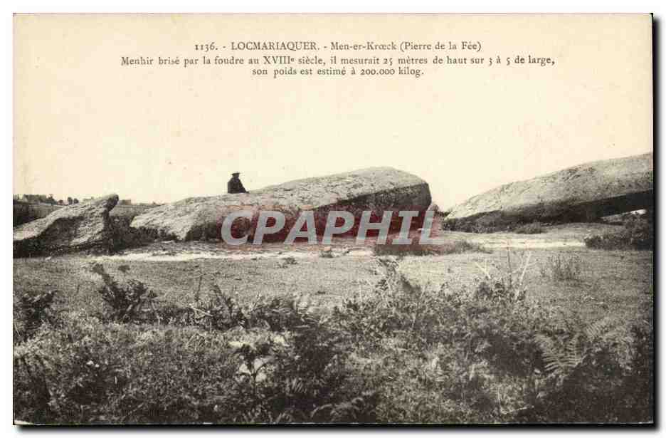 CPA Menhir Dolmen Locmariquer Men er Kroeck (Pierre de la fee)
