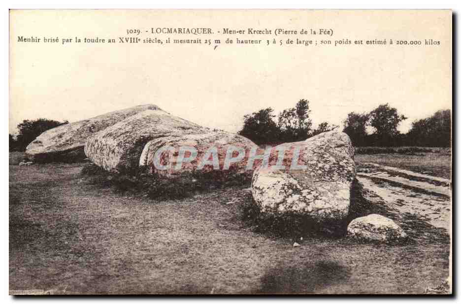 CPA Menhir Dolmen Locmariaquer Men Er kroecht Pierre de la fee