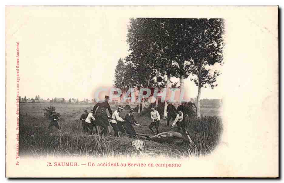 Saumur CPA Un accident au service en campagne (cavalier cheval hippisme)