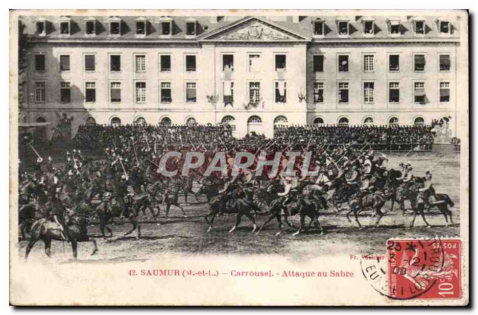 Saumur CPA CArrousel Attaque au sabre (cheval hippisme)