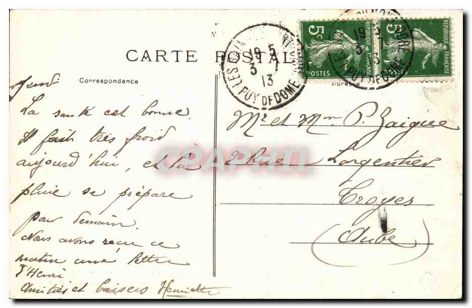 Mont Dore - Interieur du Casino - Salle de Jeux - CPA  — Verso