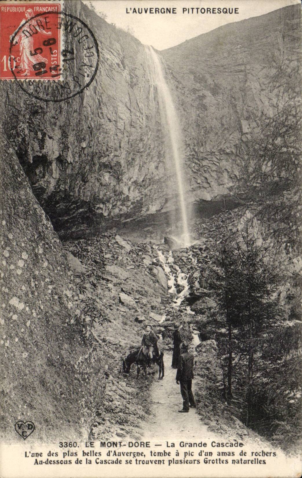 Mont Dore - La Grande Cascade - cheval - CPA Ane donkey