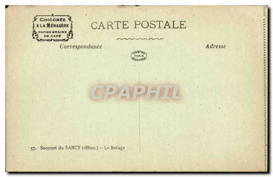 CPA Auvergne Sommet du Sancy Le refuge (ane donkey) — Verso
