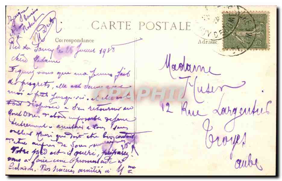 CPA Auvergne Mont dore Le sommet du sAncy et l'auberge (ane donkey) — Verso