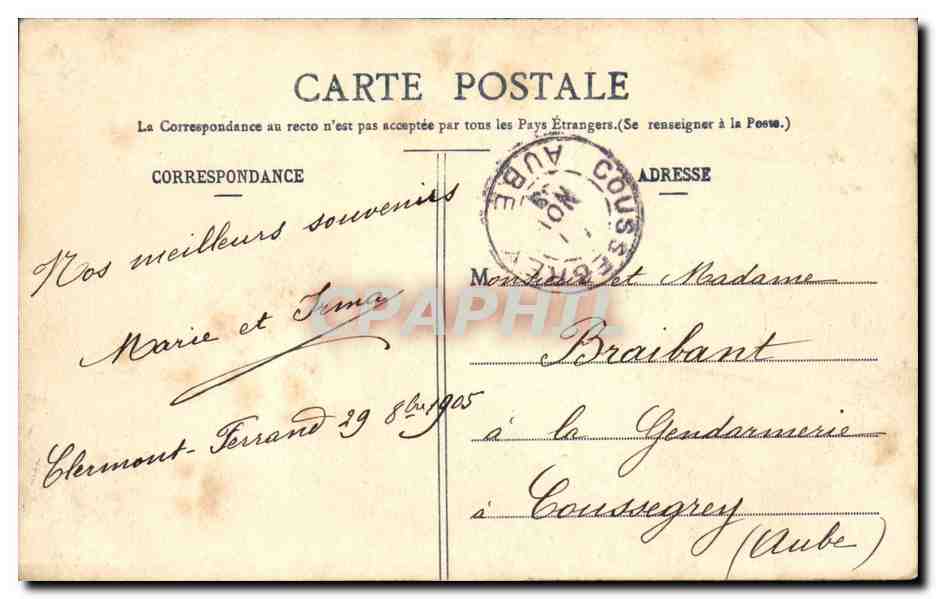 Clermont-Ferrand - L'Église St-Pierre et l'Hôtel des Postes — Lib. Bougé-Béal, 21 rue de l'Écu — Back
