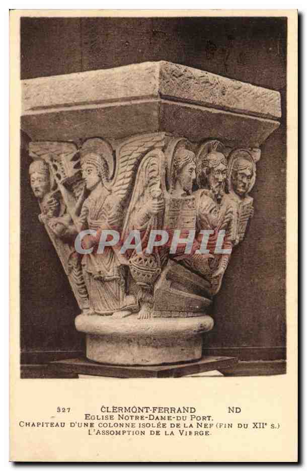 Clérmont-Ferrand — Chapiteau d'une colonne isolée de la nef de l'église Notre-Dame-du-Port (fin du XIIe s.) — Éditeur : NCE Intérieur, Paris