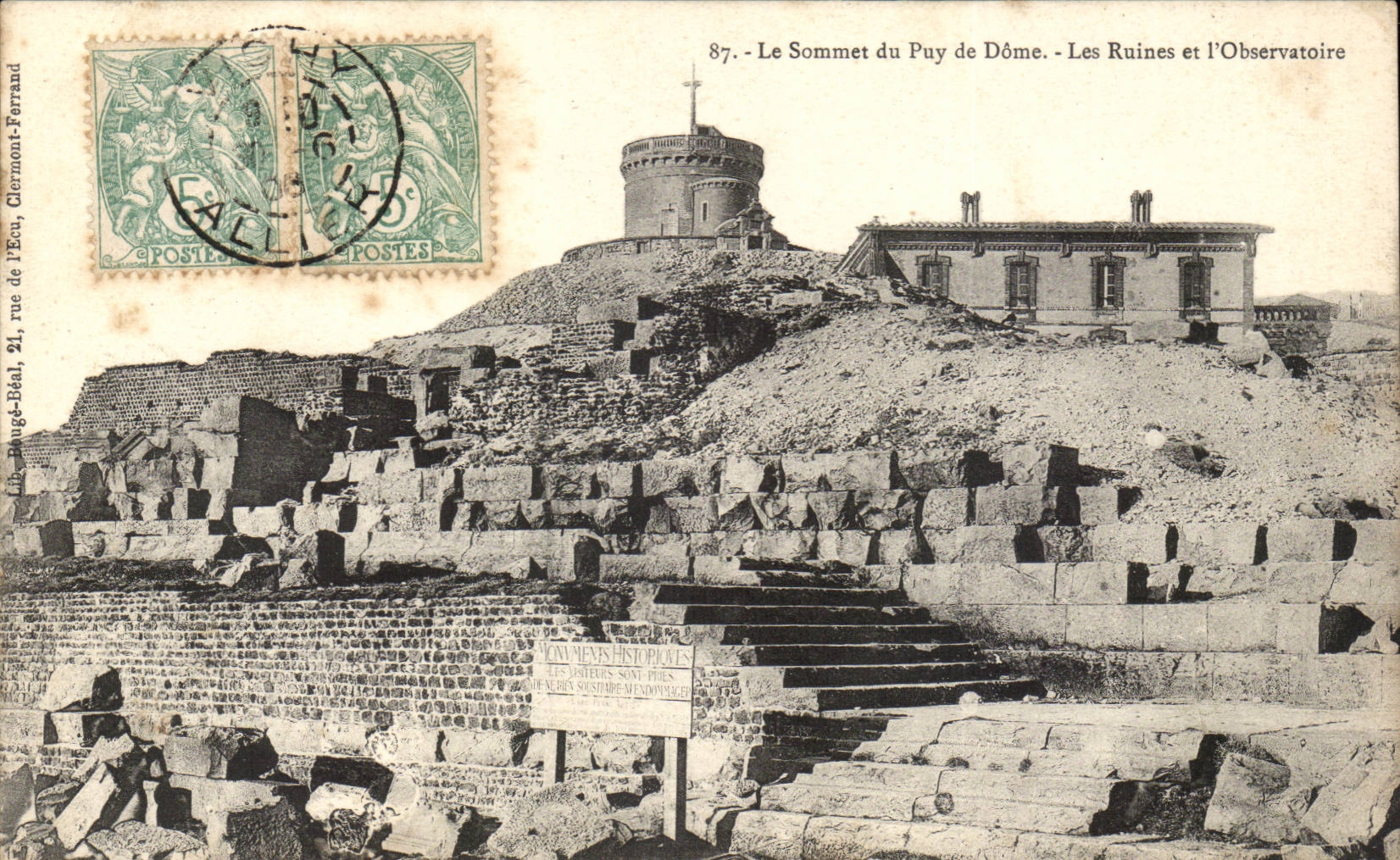 CPA Sommet du Puy de Dome Les ruines et l'observatoire