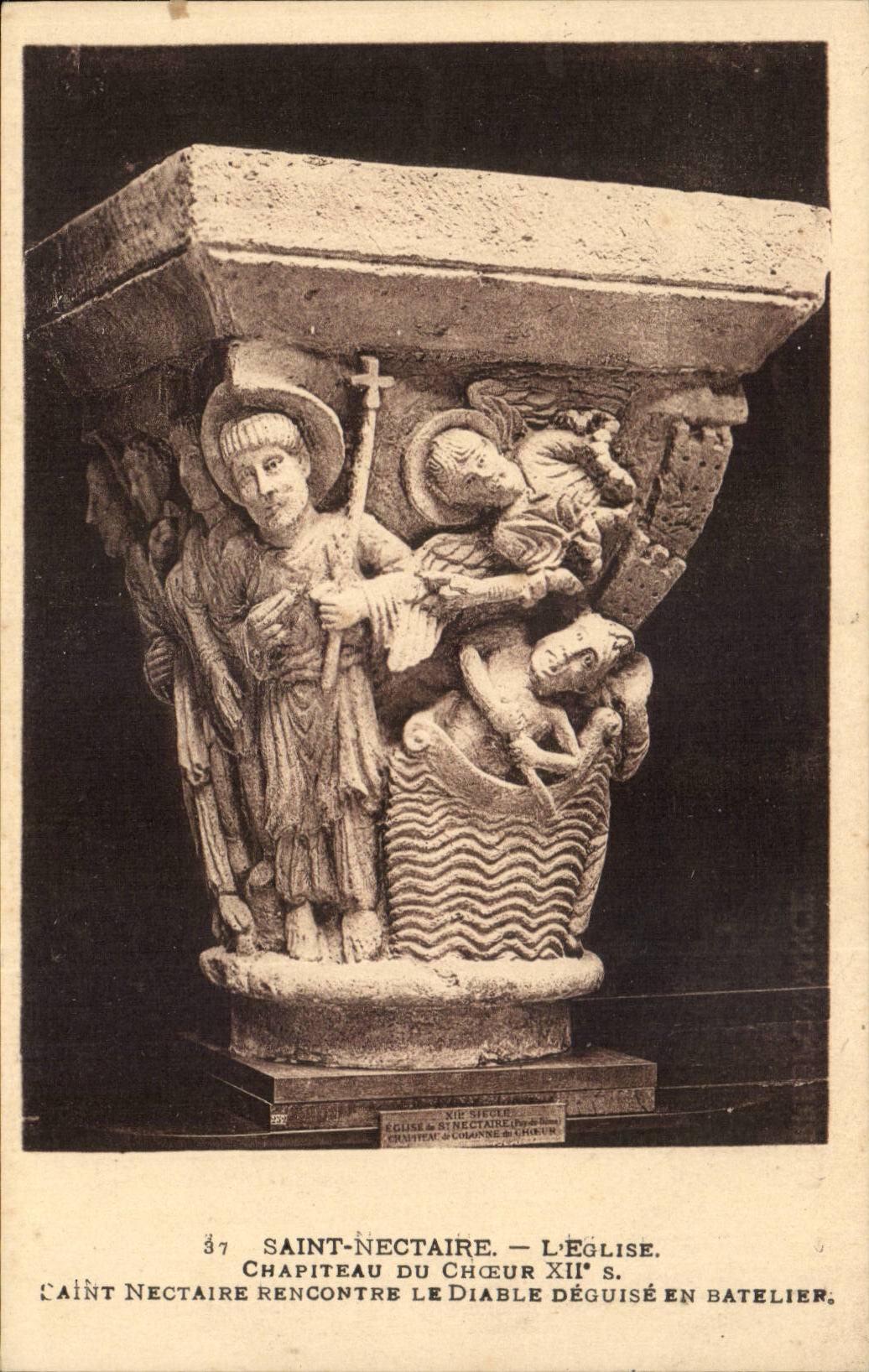 Saint-Nectaire — Chapiteau du chœur XIIe s. — Église — Éditeur Levé & Neuhuys, Paris