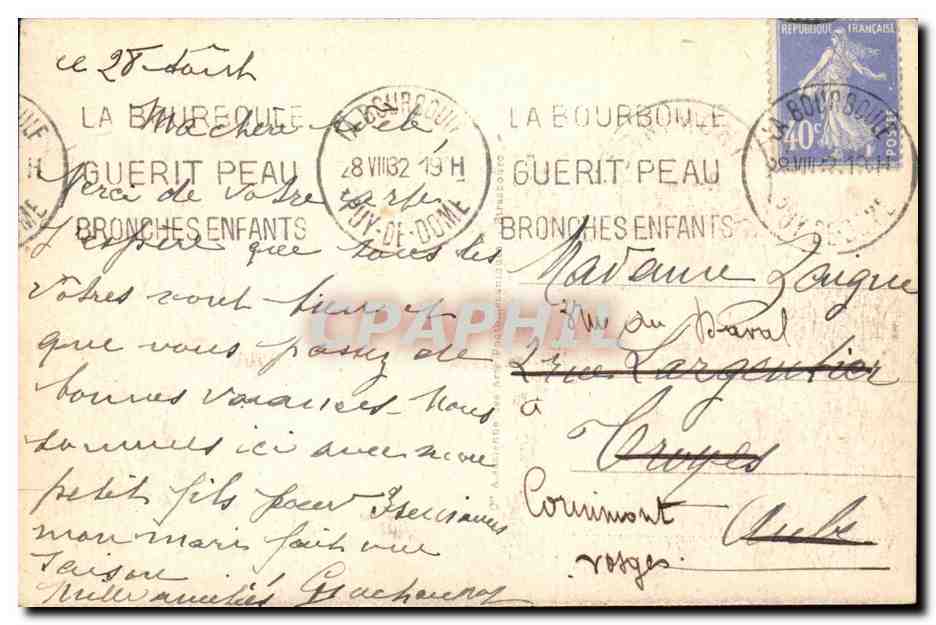 CPA Auvegne La Bourboule Vue generale sur l'etablissement thermal — Rückseite