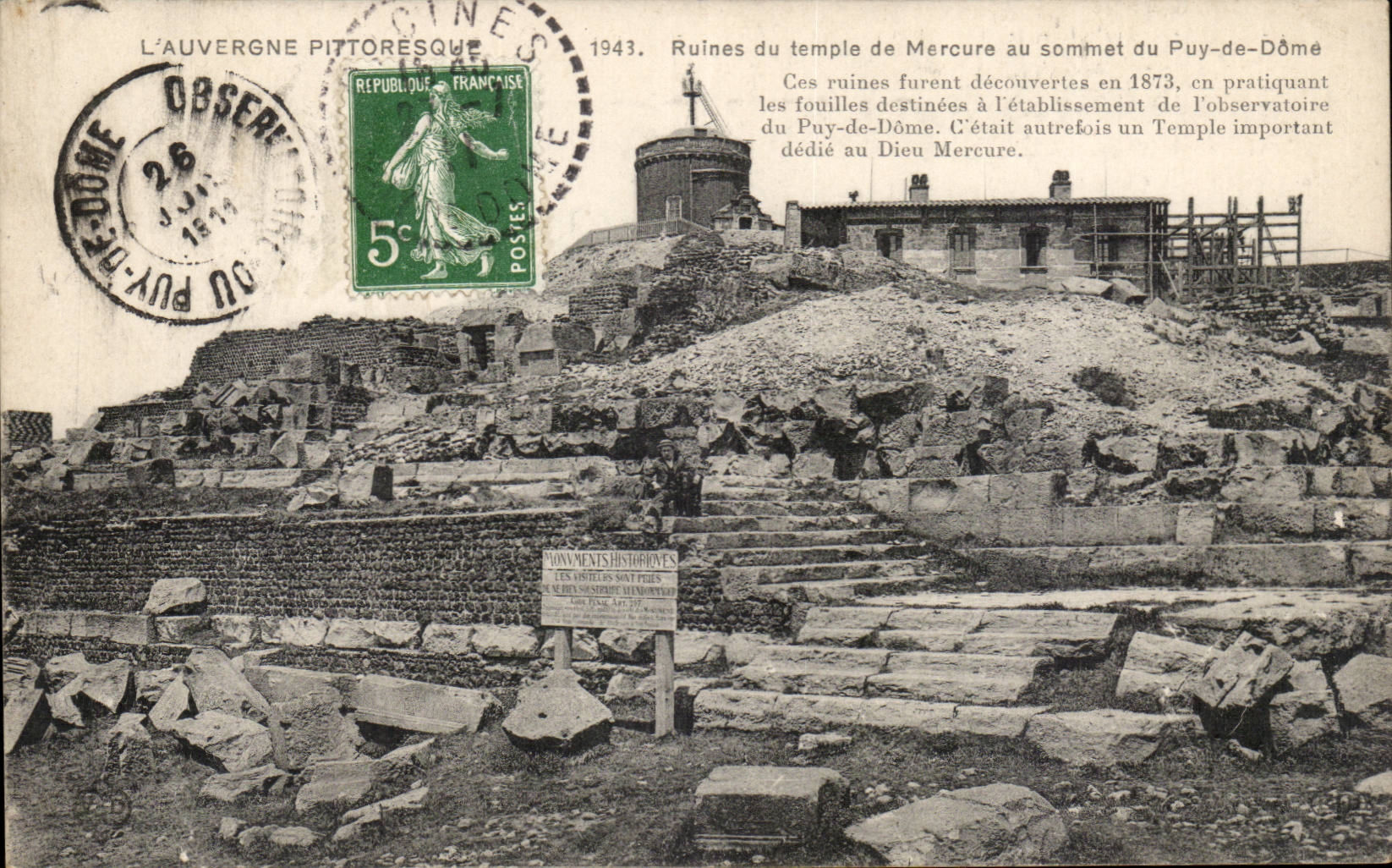 Ruines du temple de Mercure au sommet du Puy-de-Dôme — L'Auvergne pittoresque — éditée par L'Auvergne Pittoresque