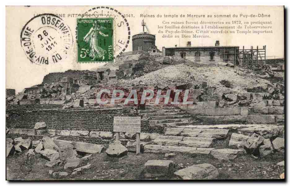Ruines du temple de Mercure au sommet du Puy-de-Dôme — éditeur non identifié, n° de série non visible