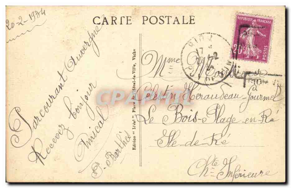 Cabrelaire Auvergnat — L'Auvergne pittoresque — Édition 'Idéal' n°213 — Achterkant