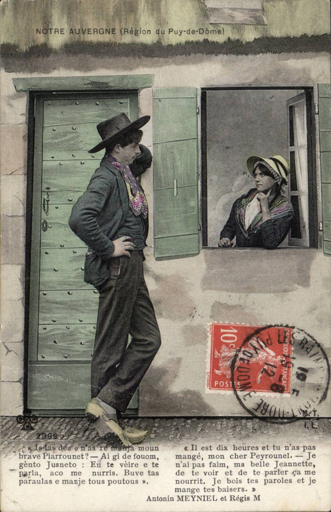 CPA Notre Auvergne Couple ( folklore costume danse )