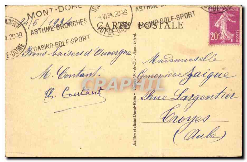 CPA Auvergne Les Auvergnats chez eux Le marchand de sabots ( folklore costume ) — Verso