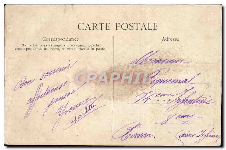 CPA Auvergne Fiances Auvergnants ( folklore costume ) — Verso