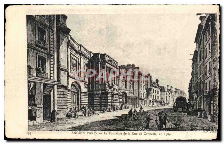 Paris 7 - Ancien Paris - La Fontaine de la Rue de Grenelle en 1789 CPA 