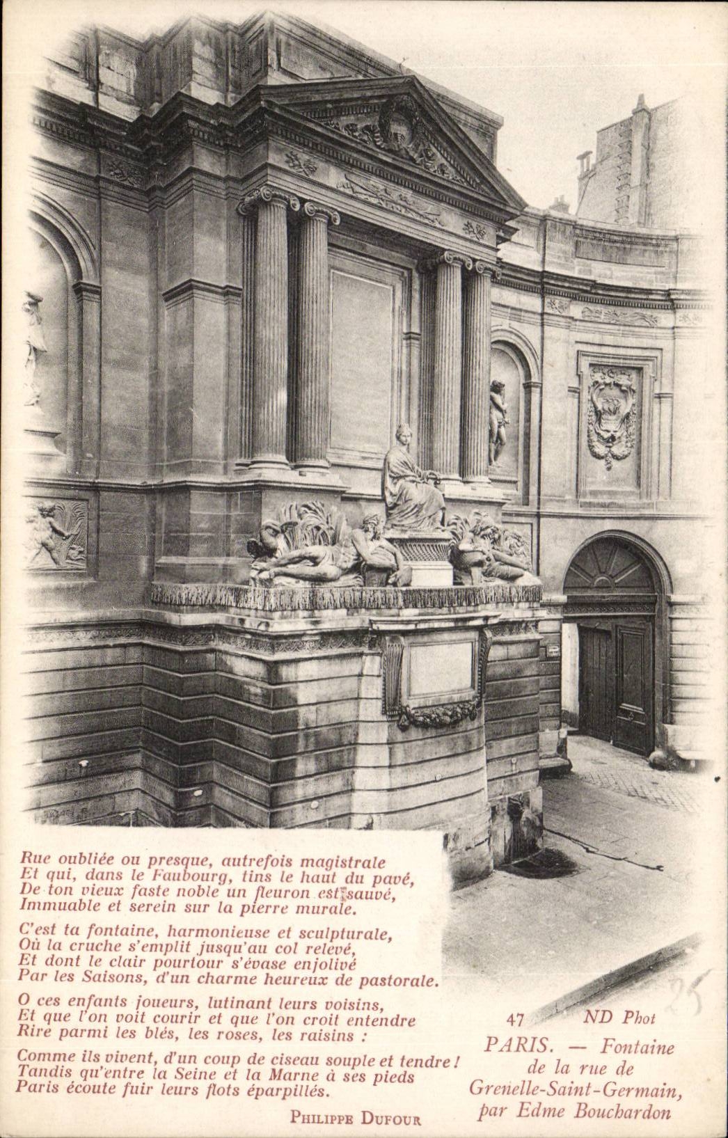 Paris 7 - La Fontaine de la Rue de Grenelle - Saint Germain CPA 