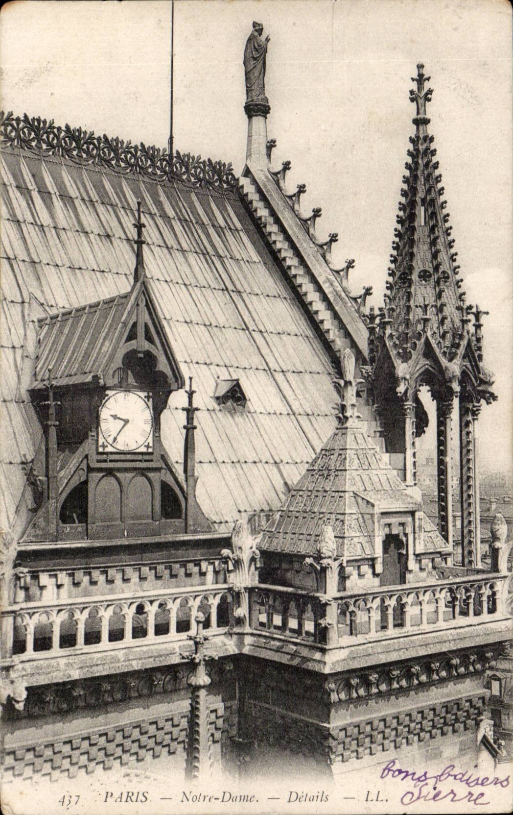 Paris 4 - Notre Dame - Details - CPA 
