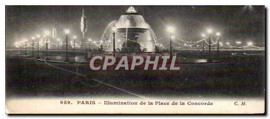 Paris 8 - CARTE DOUBLE Illumination de la Place de la Concorde - CPA 
