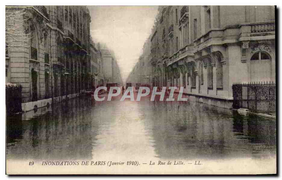 Paris 7 - La Rue de Lille - Inondations de Paris - 1910 - CPA 