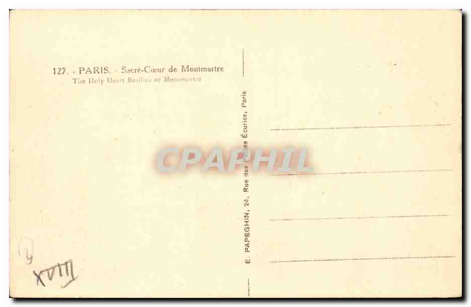 Paris 18 - Sacre Coeur - Montmartre - CPA  — Rückseite