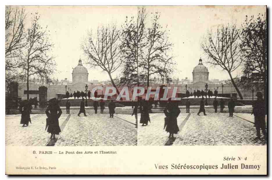 Parigi — Il Ponte degli Artisti e l'Institut — Heliotipia E. Le Doley, Parigi, Serie N° 4